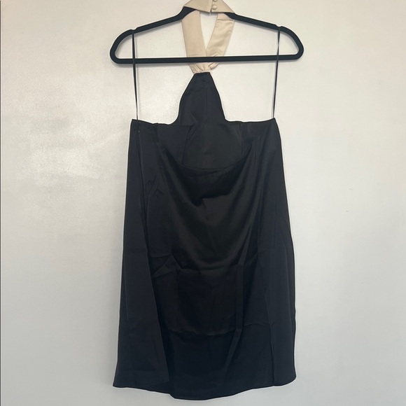 Anthropologie Black and Cream Mini Halter Tie Dress - Picture 5 of 11